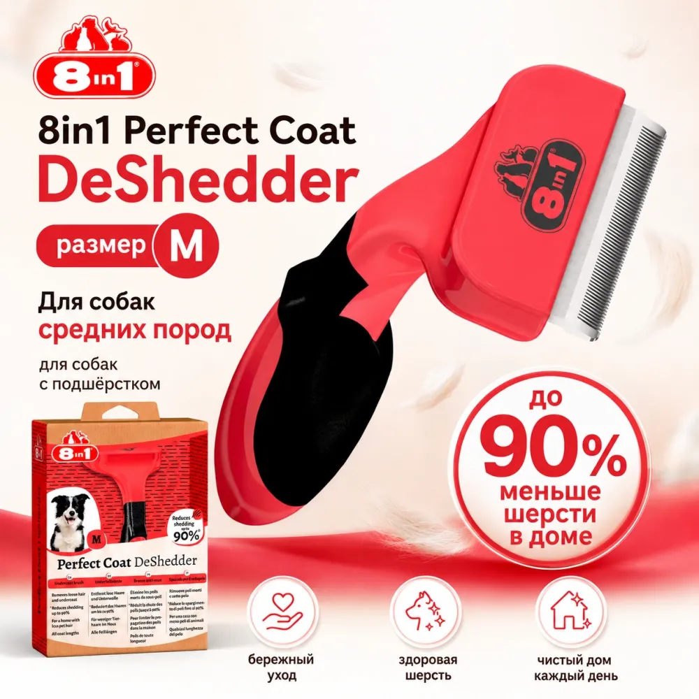 Дешеддер 8in1 Perfect Coat для собак средних пород, размер M