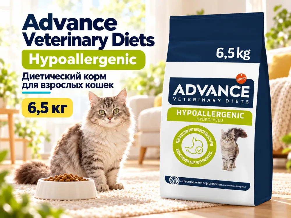 Advance Veterinary Diets Hypoallergenic диетический сухой корм для взрослых кошек, 6,5 кг