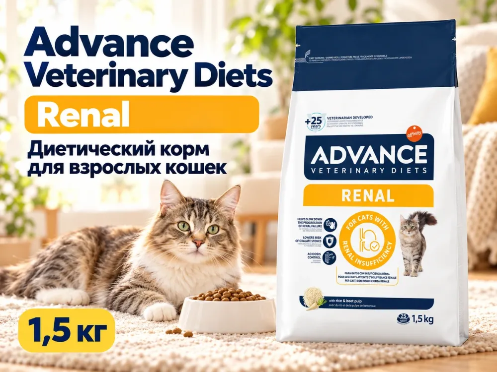 Advance Veterinary Diets Renal диетический сухой корм для взрослых кошек, 1,5 кг