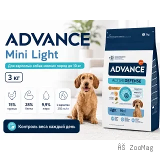 Advance Adult Mini Light с курицей и рисом — сухой корм для взрослых собак мелких пород, 3 кг
