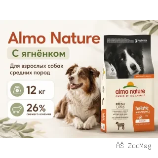 Almo Nature Holistic Life Maintenance Medium с ягнёнком — сухой корм для взрослых собак средних пород, 12 кг