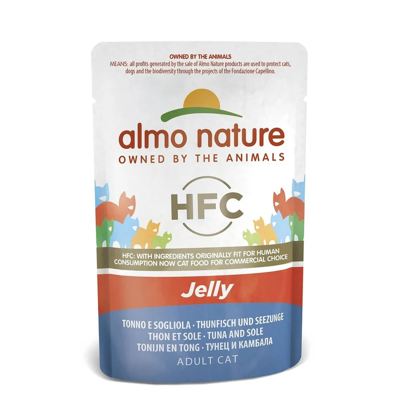 Almo Nature HFC Jelly влажный корм для кошек с тунцом и камбалой, пауч 55г