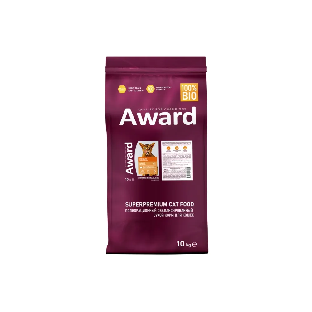 Award сухой корм Urinary с курицей для взрослых кошек 10 кг