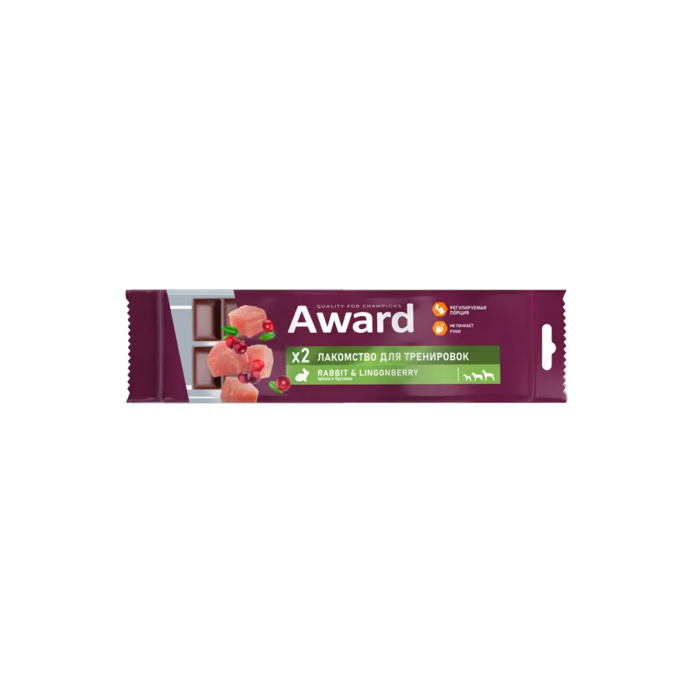 Award лакомство Training для собак и щенков с 3 месяцев с кроликом и брусникой 50 г