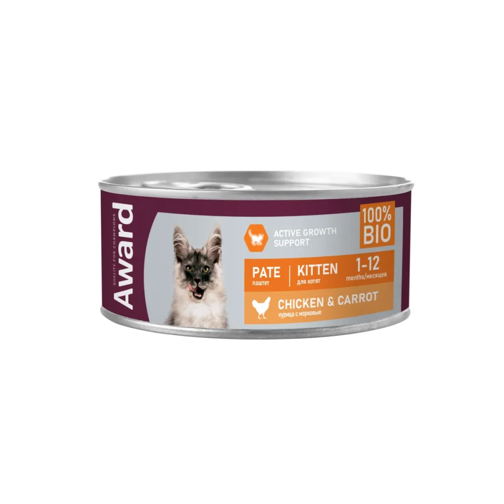 Award влажный корм Kitten с курицей и морковью для котят 100 г