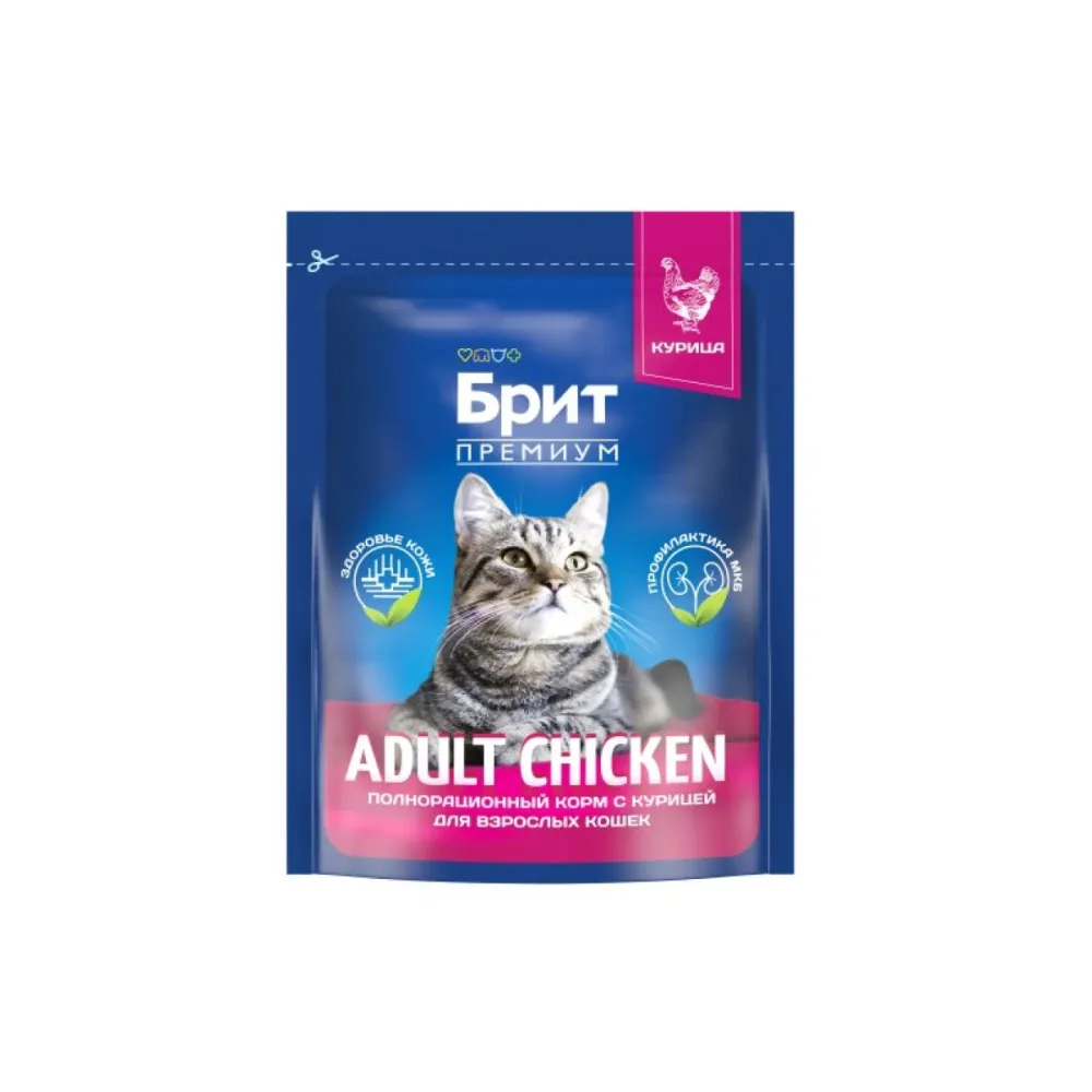 Brit Premium сухой корм Adult Chicken с курицей для взрослых кошек 400 г