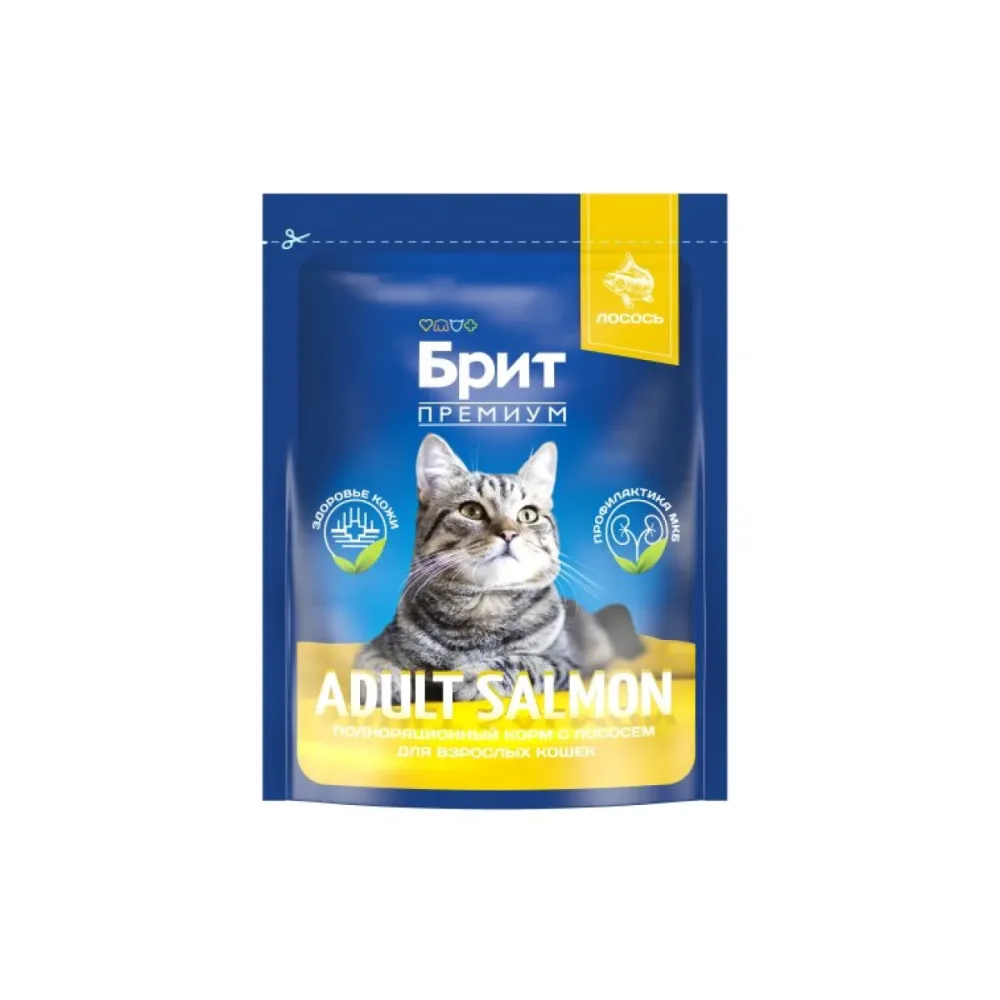 Brit Premium сухой корм Adult Salmon с лососем для взрослых кошек 400 г