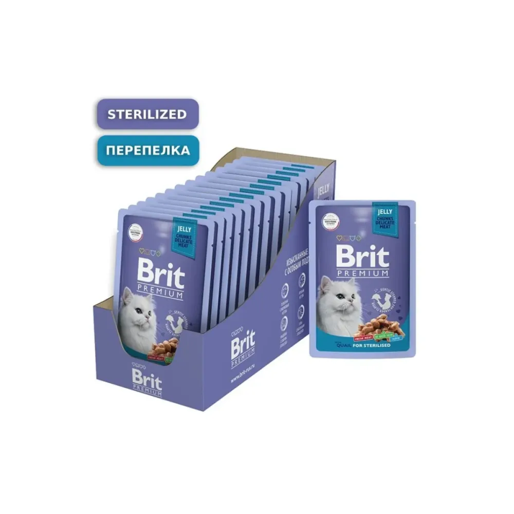 Brit Premium влажный корм Sterilised с перепёлкой для взрослых стерилизованных кошек 85 г