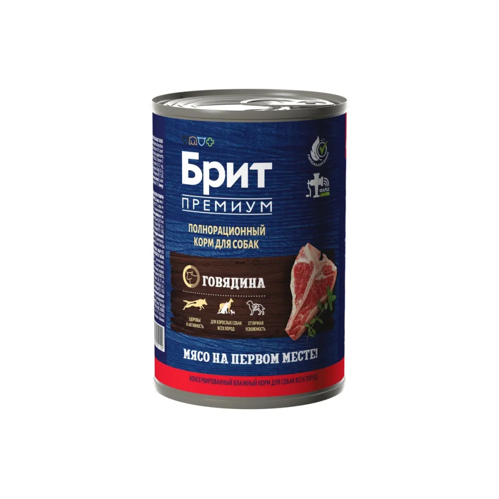 Brit Premium влажный корм by Nature для взрослых собак всех пород с говядиной 410 г