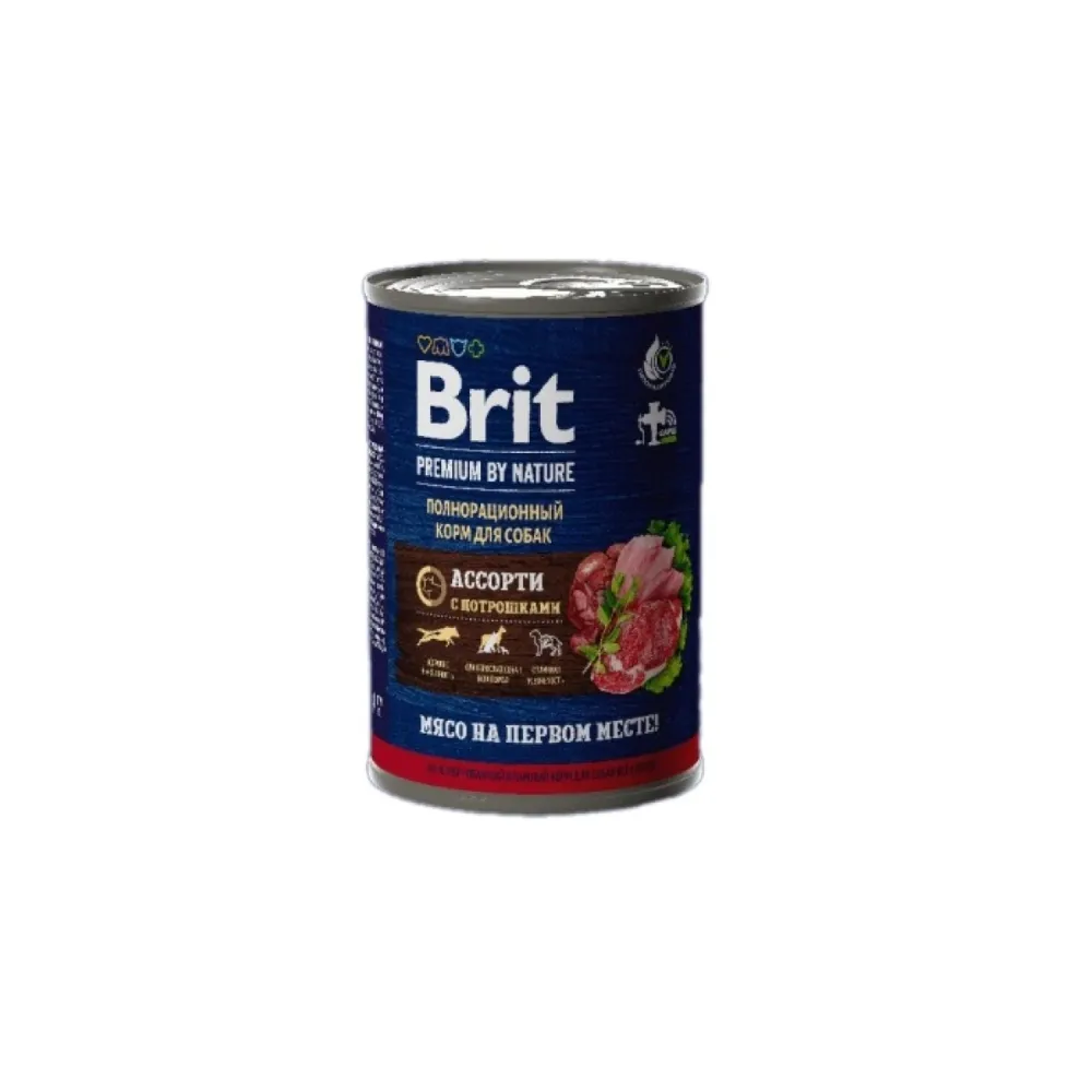Brit Premium влажный корм by Nature для взрослых собак всех пород мясное ассорти с потрошками 410 г