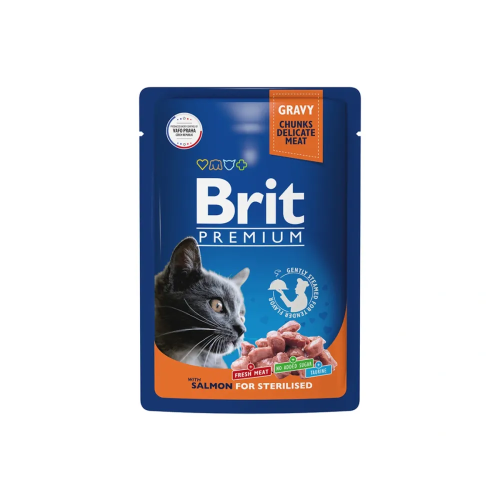 Brit Premium влажный корм Sterilised с лососем для взрослых стерилизованных кошек 85 г
