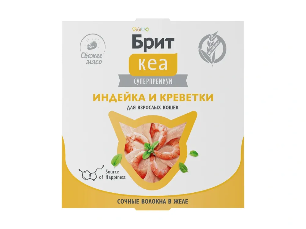 Brit Care влажный корм Волокна в желе для взрослых кошек с индейкой и креветками 75 г