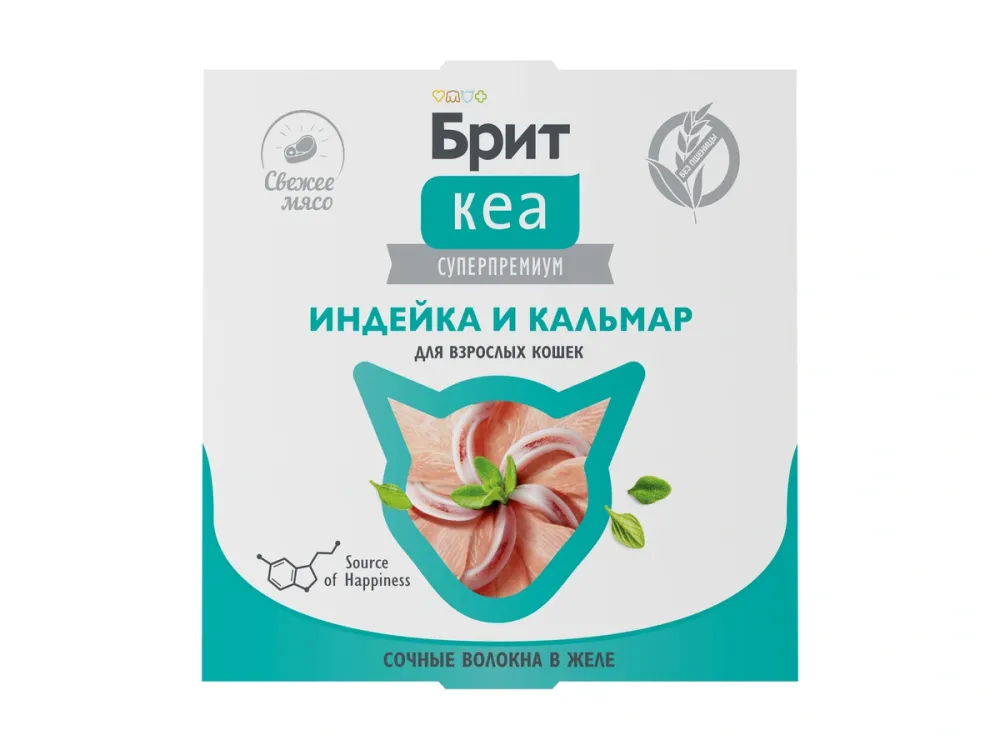 Brit Care влажный корм Волокна в желе для взрослых кошек с индейкой и кальмаром 75 г