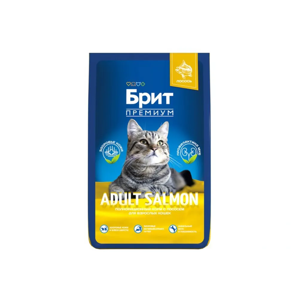 Brit Premium сухой корм Adult Salmon с лососем для взрослых кошек 8 кг