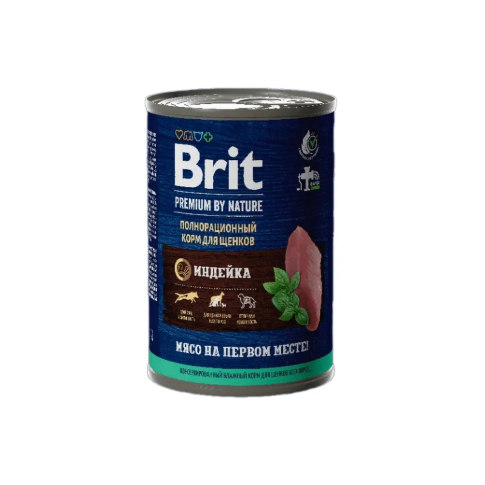 Brit Premium влажный корм by Nature для щенков всех пород с индейкой 410 г