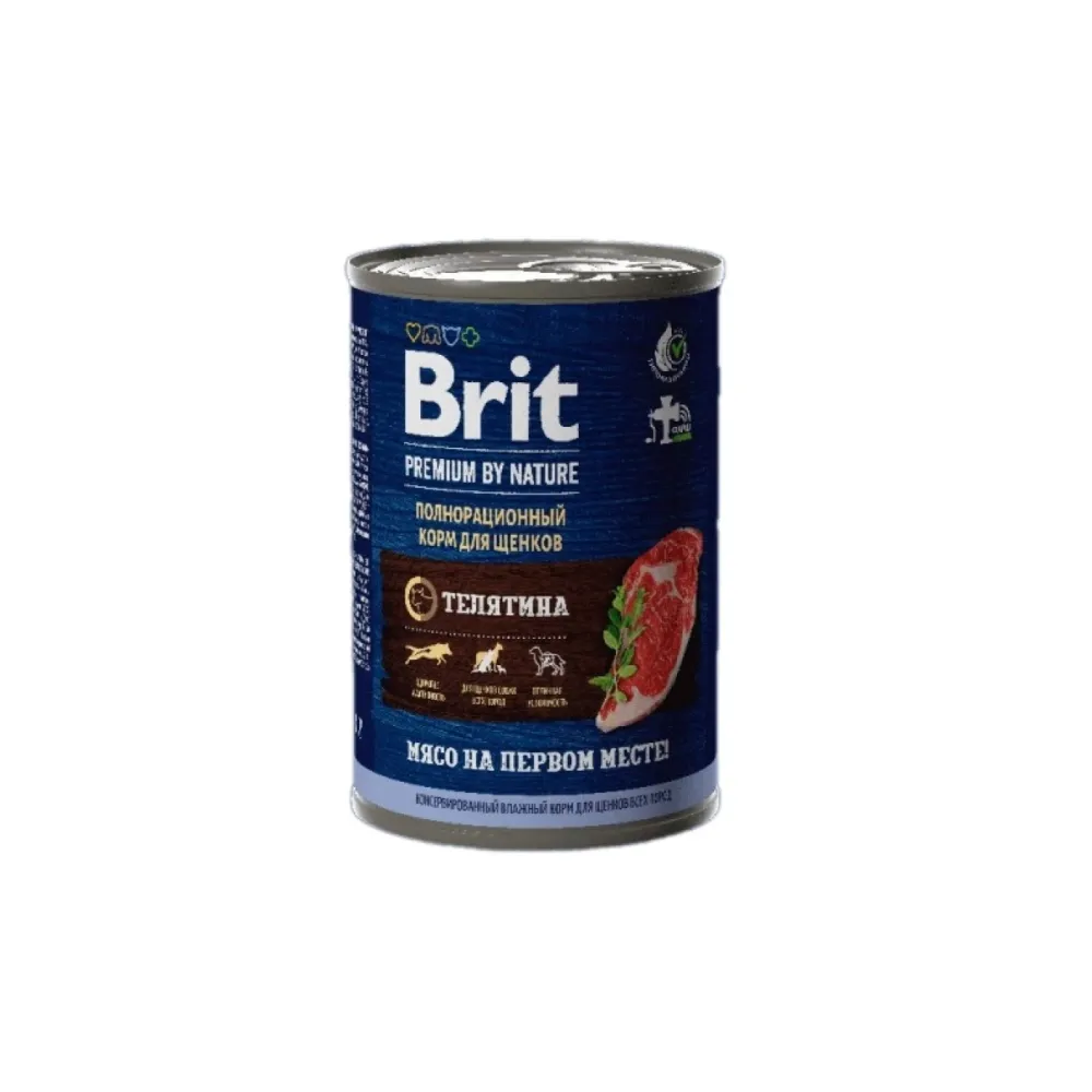 Brit Premium влажный корм by Nature для щенков всех пород с телятиной 410 г
