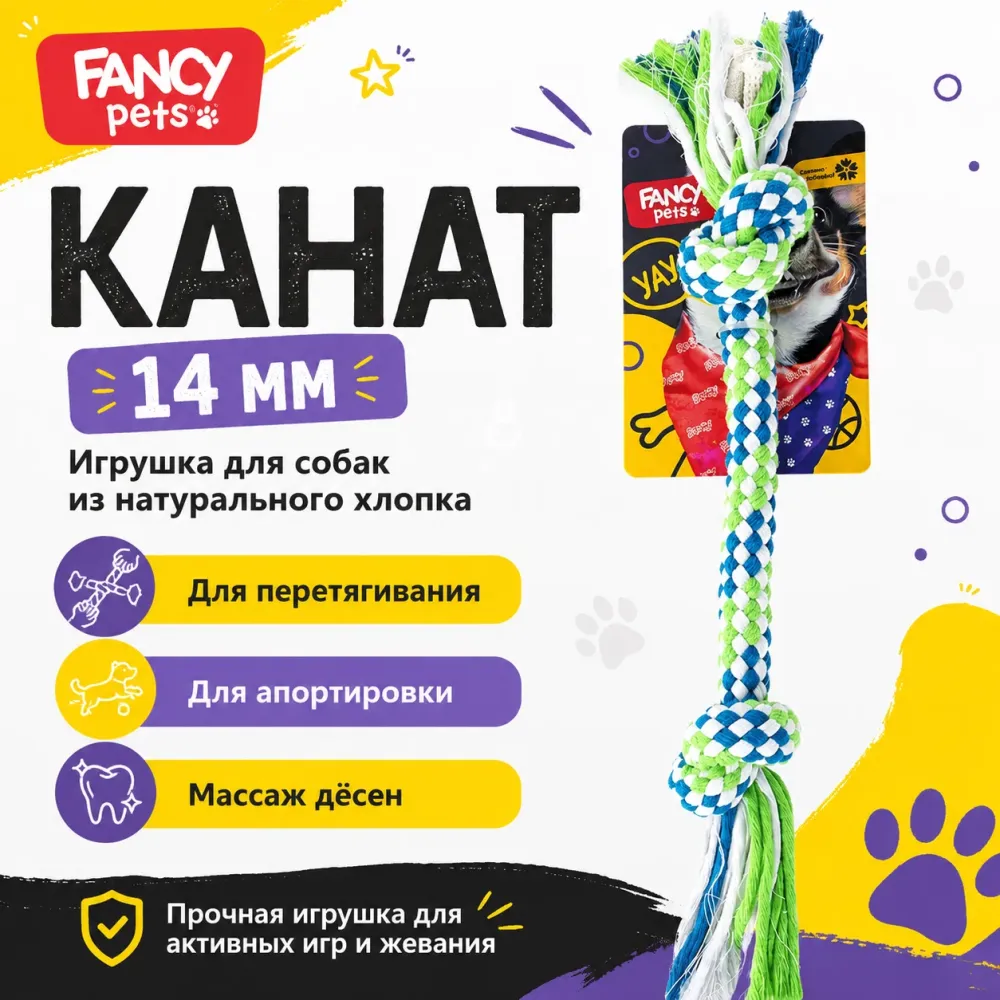 Fancy Pets Канат 14 мм — хлопковая игрушка для собак для перетягивания