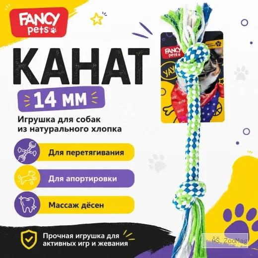 Fancy Pets Канат 14 мм — хлопковая игрушка для собак для перетягивания