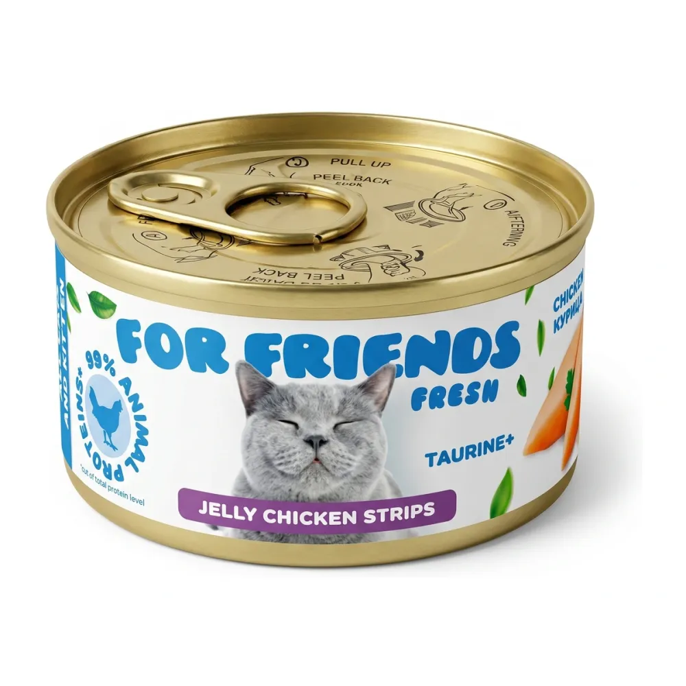 For Friends Fresh Jelly влажный корм для котят и кошек с курицей и рисом в желе, 85 г