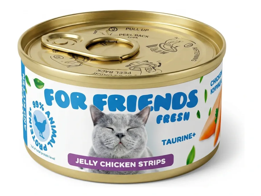 For Friends Fresh Jelly влажный корм для котят и кошек с курицей и рисом в желе, 85 г