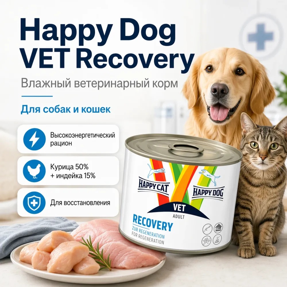 Happy Dog VET HDHC Diat Recovery влажный ветеринарный корм для собак и кошек