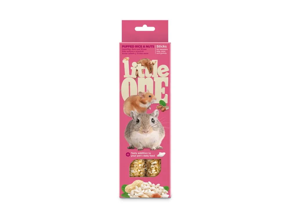 Little One палочки с воздушным рисом и орехами для хомяков крыс мышей и песчанок 2 по 55 г