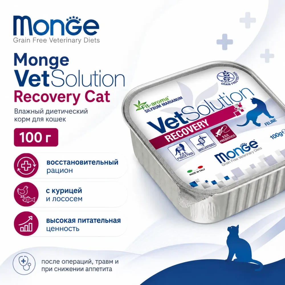Monge VetSolution Cat Dermatosis 100 г — влажный диетический корм для кошек при дерматозах и аллергии