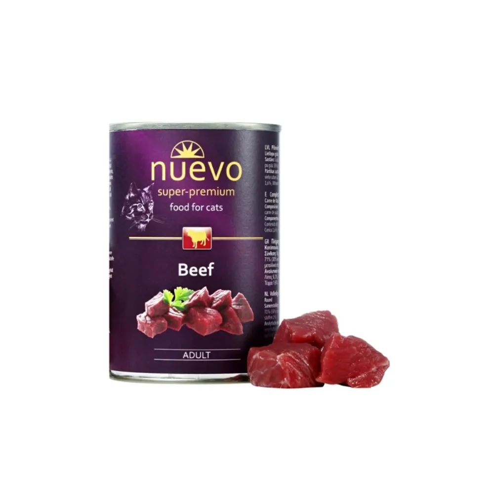 Nuevo влажный корм Adult Beef для взрослых кошек с говядиной 400 г