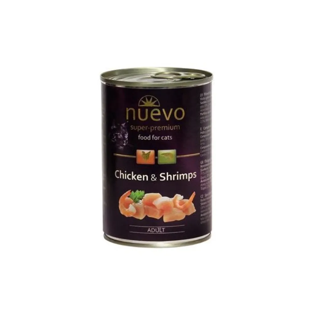 Nuevo влажный корм Adult Chicken and Shrimps для взрослых кошек с курицей и креветками 400 г