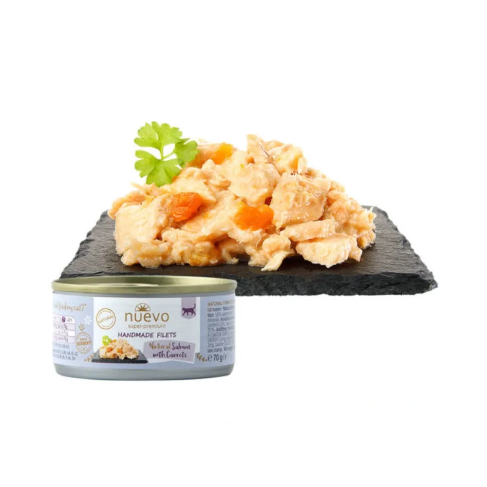 Nuevo влажный корм Handmade Natural Salmon and Carrots для взрослых кошек с филе лосося и морковью 70 г
