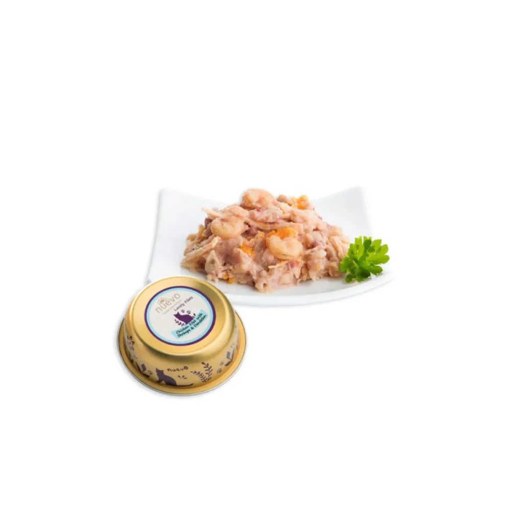 Nuevo влажный корм LovelyFilets Tender Chicken Shrimps and Dandelion для взрослых кошек с куриным филе креветками и одуванчиком 85 г