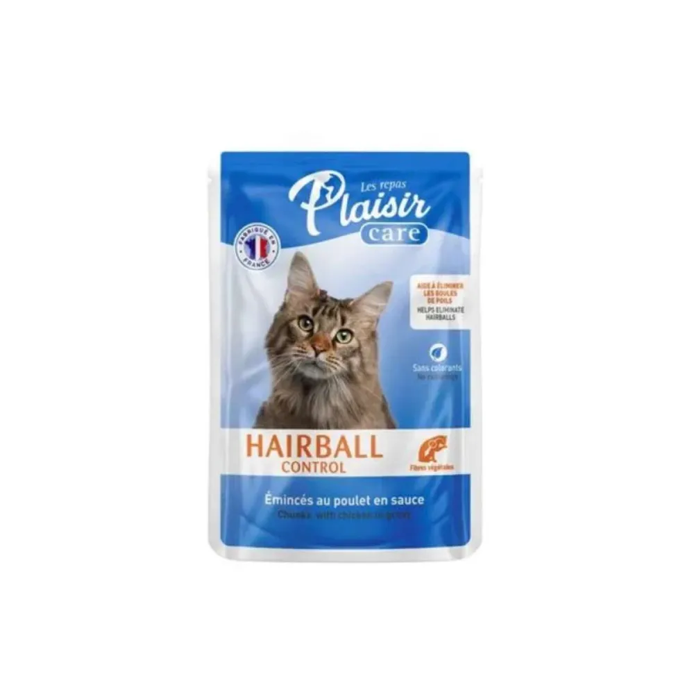 Plaisir влажный корм Care Hairball Control с курицей для кошек пауч 85 г