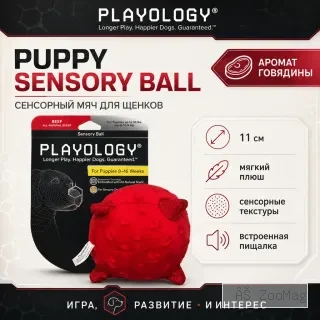 Playology Puppy Sensory Ball с ароматом говядины 11 см сенсорный мяч для щенков