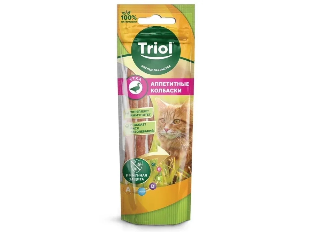 Triol Аппетитные колбаски из утки для кошек, 40 г