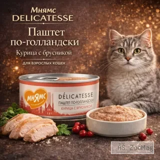 Паштет для кошек с курицей и брусникой влажный корм супер-премиум 100 г