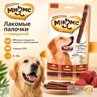 Мнямс Лакомые палочки с говядиной для собак, 45 г