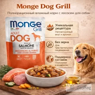 Monge Grill Salmone влажный корм для взрослых собак с лососем, 100 г