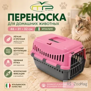 Переноска GIPSY PORTA с пластиковой дверцей 46×31×32 см для кошек и мелких животных