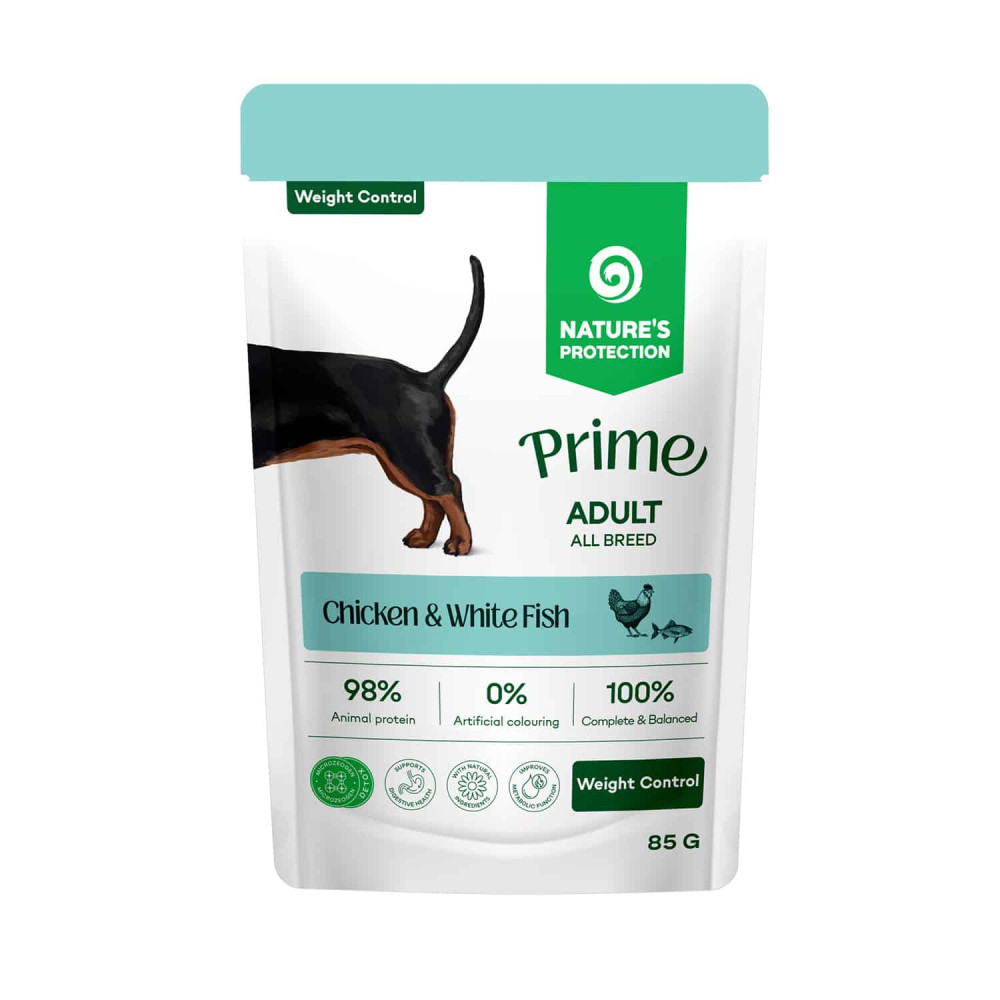 Влажный корм Nature's Protection Prime Weight Control для взрослых собак с курицей и белой рыбой