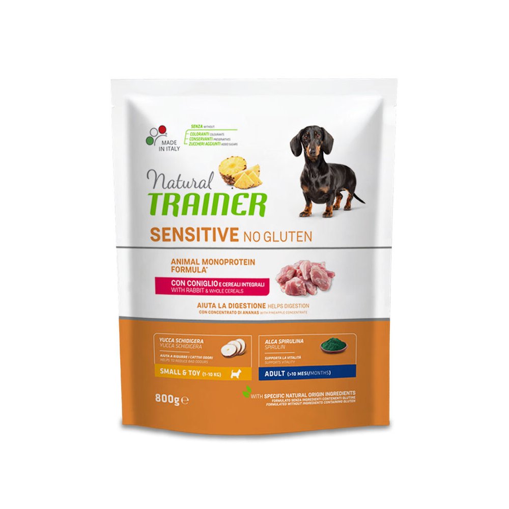 Trainer Natural Dog Sensitive No Gluten Rabbit корм для собак с кроликом монопротеиновый без глютена 800 г