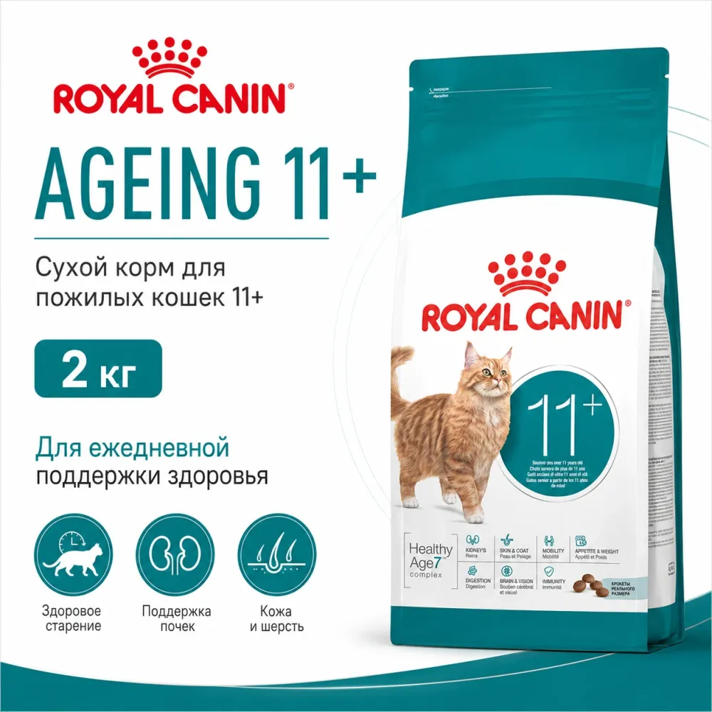 Royal Canin Ageing 11+ сухой корм для пожилых кошек старше 11 лет, 2 кг
