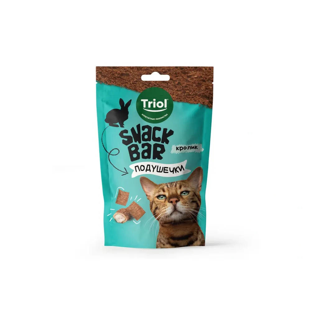 Triol лакомство SNACK BAR мини-подушечки с начинкой из кролика для кошек, 30 г