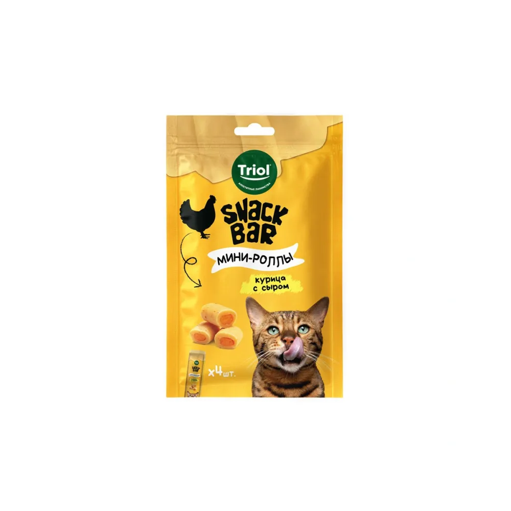 Triol лакомство SNACK BAR мини-роллы с начинкой из курицы и сыра для кошек, 40 г