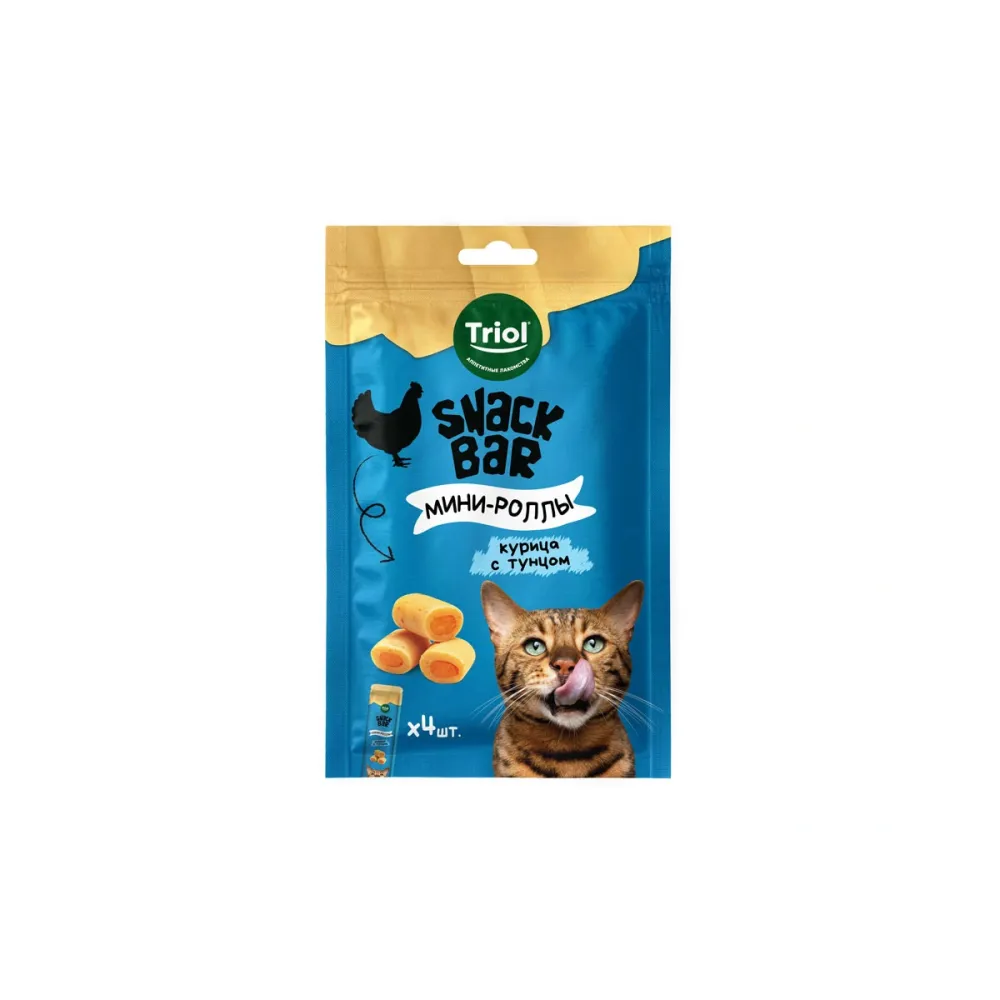Triol лакомство SNACK BAR мини-роллы с начинкой из курицы и тунца для кошек, 40 г