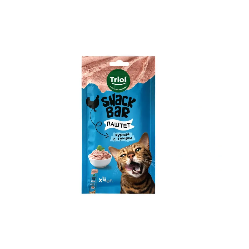 Triol лакомство SNACK BAR паштет из курицы с тунцом для кошек, 40 г