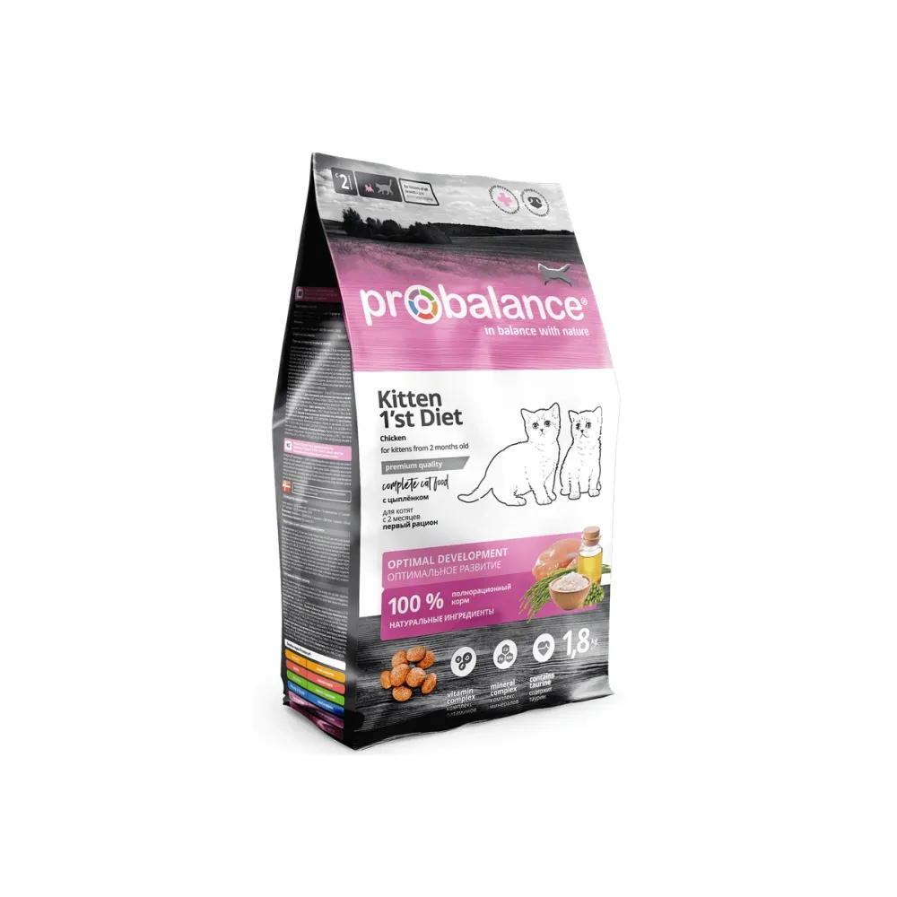 ProBalance сухой корм Kitten 1st Diet с цыплёнком для котят, 1,8 кг