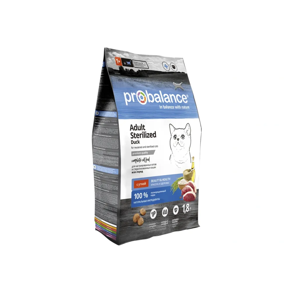 ProBalance сухой корм Sterilized с уткой для стерилизованных кошек, 1,8 кг