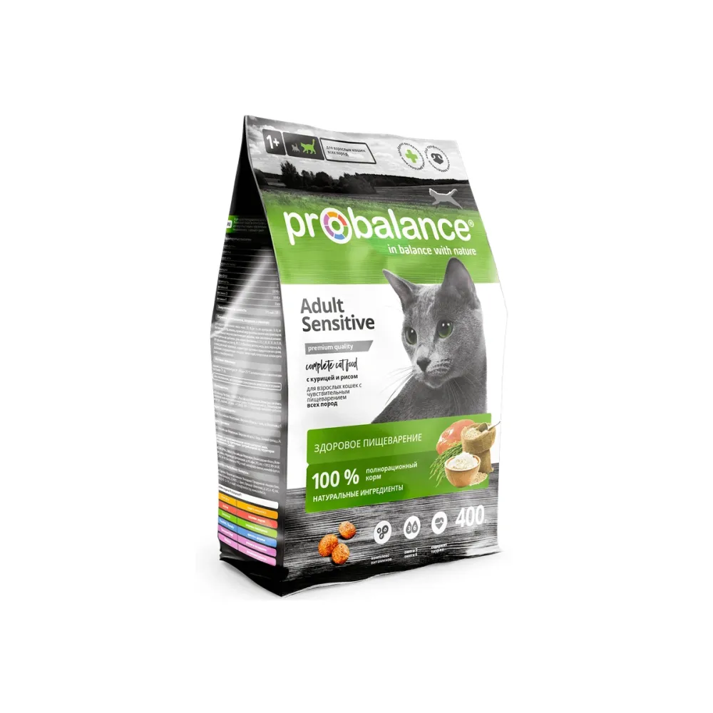ProBalance сухой корм Sensitive с курицей и рисом для взрослых кошек, 400 г
