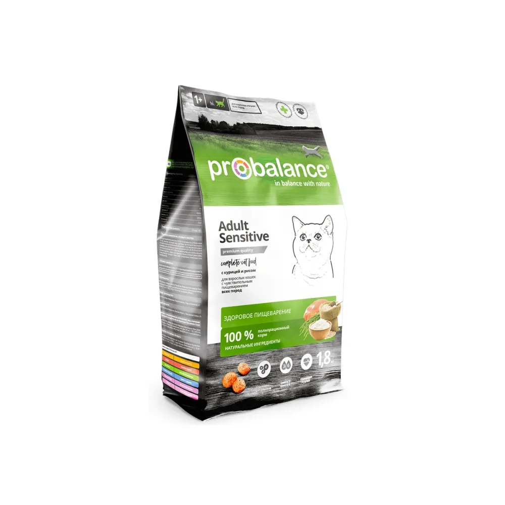 ProBalance сухой корм Sensitive с курицей и рисом для взрослых кошек, 1,8 кг