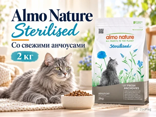 Almo Nature Sterilised со свежими анчоусами сухой корм для стерилизованных кошек, 2 кг